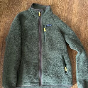 Patagonia Olive Fleece Jacket with Yellow Accents